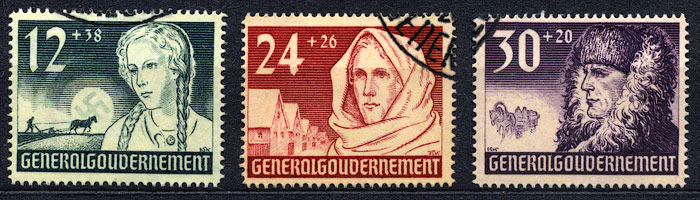 Znaczki GG Seria Fi. 56-58 1940 r. kasowane-0