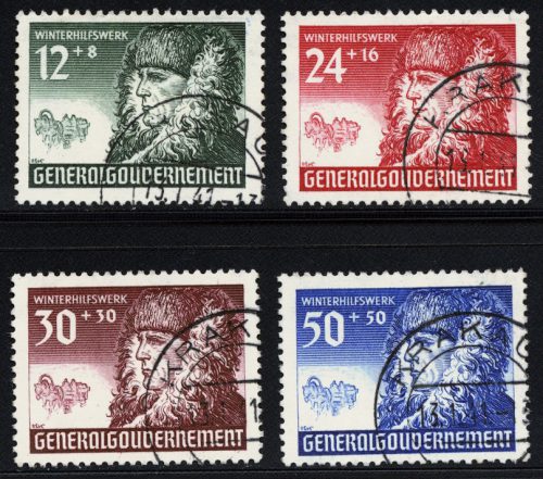 Znaczki GG Seria Fi. 59-62 1940 r. kasowane KRAKAU-0