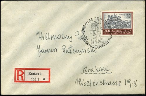 SSt- Kasownik nr 34 Vier Jahre Generalgouvernement R-brief Krakau Mi. 116 1943