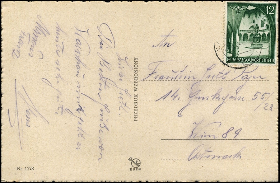 GG Pocztówka - postkarte WARSCHAU Krakauervorstadt Krakowskie Przedmieście 1940