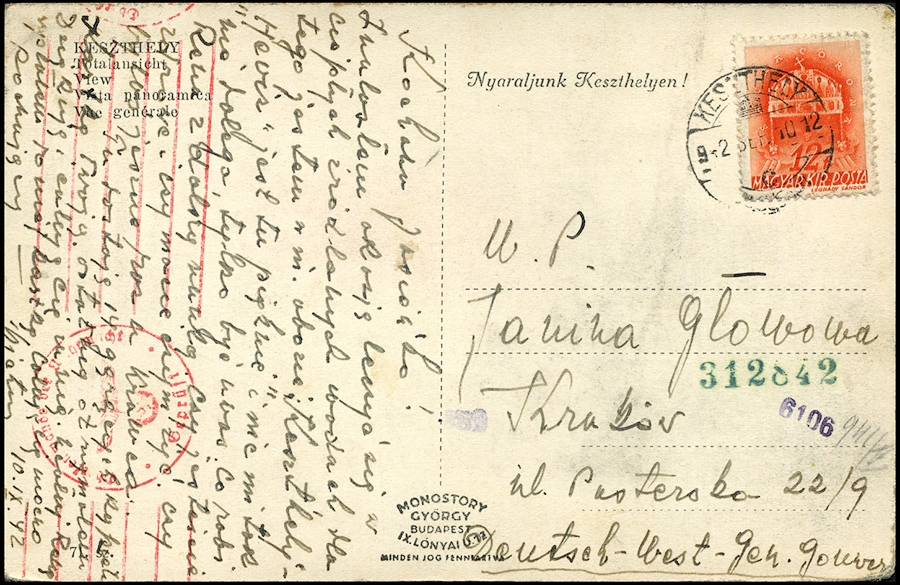 Postkarte aus polnische lager UNGARN nach Generalgouvernement - OKW Zensur 1940