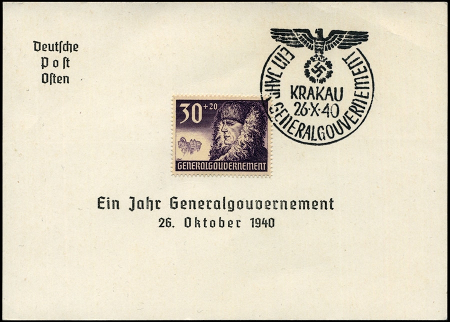 Kasownik okolicznosciowy 6A Ein Jahr Generalgouvernement Krakau 26 X 1940