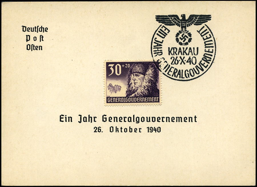 Kasownik okolicznościowy 6A Ein Jahr Generalgouvernement Krakau 26 X 1940