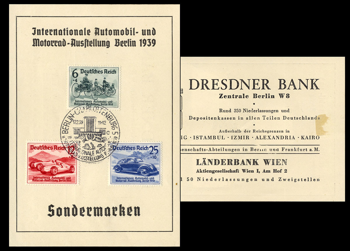 Deutsches Reich - FDC Karte Automobil Ausstellung Berlin Mi Nr. 686- 688 1939